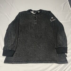 Harley-Davidson Thermal Henley Shirt Men XL Gray Waffle Knit Embroidered Patches